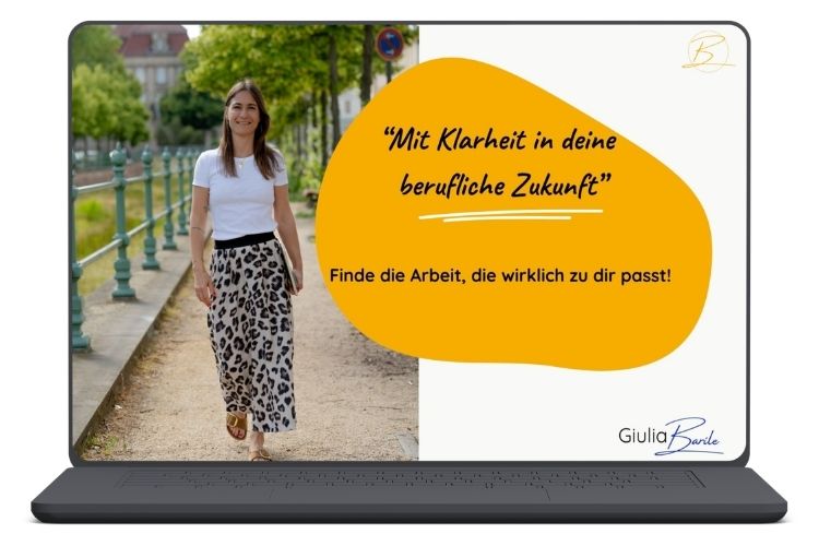 Mock Up: Angebot Online-Programm: Mit Klarheit in deine berufliche Zukunft. Finde die Arbeit, die wirklich zu dir passt!